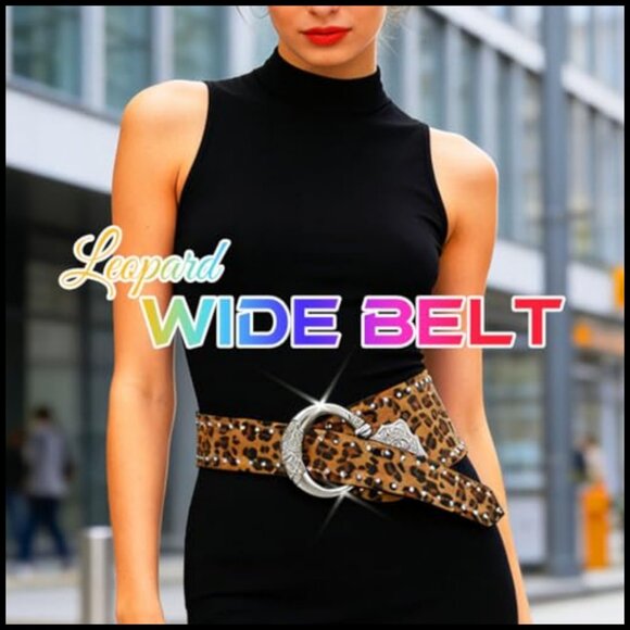 Wide Boho Leather Belt Adjustable Western Vintage Floral Chunky Statement - Picture 6 of 7